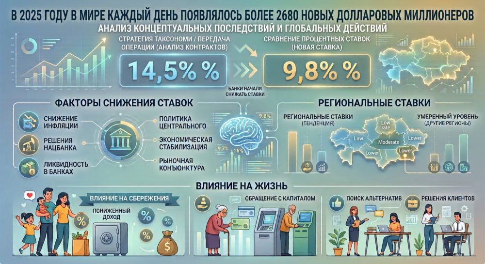 В 2025 году в мире каждый день появлялось более 2680 новых долларовых миллионеров