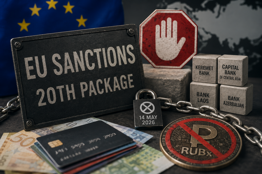 20-й пакет санкций ЕС вступает в силу 14 мая: блокировка 70 банков, удар по криптообходу и риски для Центральной Азии