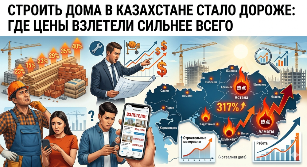 Строить дома в Казахстане стало дороже: где цены взлетели сильнее всего