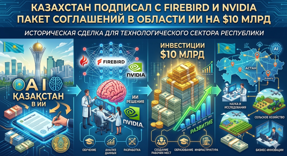 Казахстан подписал с Firebird и NVIDIA пакет соглашений в области ИИ на $10 млрд