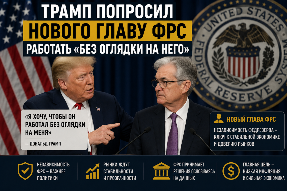 Трамп попросил нового главу ФРС работать «без оглядки на него»