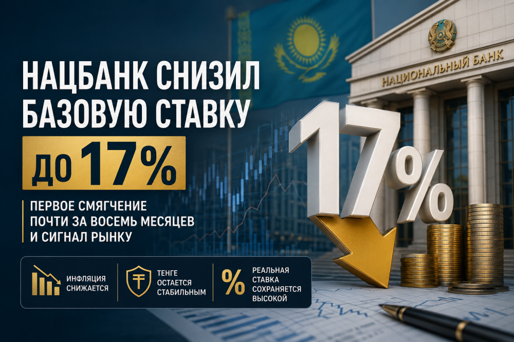Впервые за долгое время, базовая ставка Нацбанка снижена до 17%