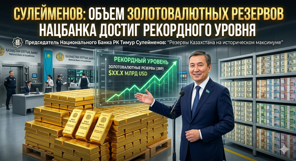 Сулейменов: Объем золотовалютных резервов Нацбанка достиг рекордного уровня