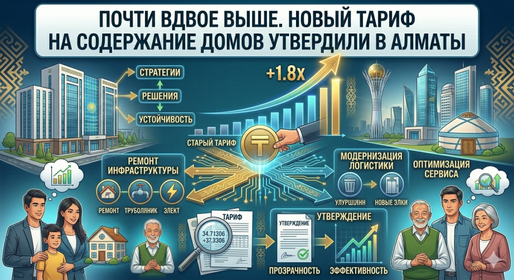 Почти вдвое выше. Новый тариф на содержание домов утвердили в Алматы