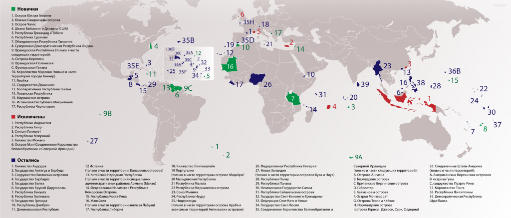 Оффшорные зоны мира карта